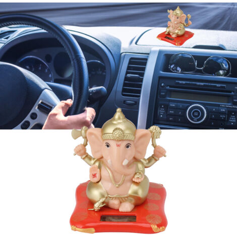 [Tischdekoration] Solarbetriebener Ganesha – Animierte Ganesha-Statue mit Solarbewegung und exquisitem Design für Zuhause, Garten oder als Dekoration für das Armaturenbrett im Auto – ABS