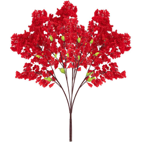 Künstliche Kirschblütenzweige [5 Stiele] Rote Seidenkirschblüten-Blumendekoration (1/5)