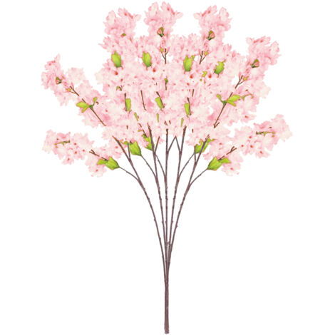 Künstliche Kirschblütenzweige [5 Stiele] Luxuriöses Kirschblüten-Hellrosa - Dekoratives Seidenarrangement für Zuhause (1/5)