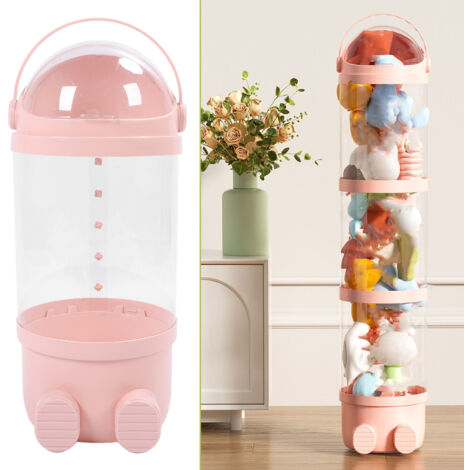Aufbewahrungsröhre für Kuscheltiere, 65 cm – Transparenter, rosafarbener Kunststoff-Organizer für Wohn-/Schlafzimmer – Geräumig und niedliches Design (1/5)