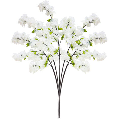 Künstliche Kirschblütenzweige mit 5 Stielen und dichter weißer Blütenpracht - Florale Baumdekoration (1/5)