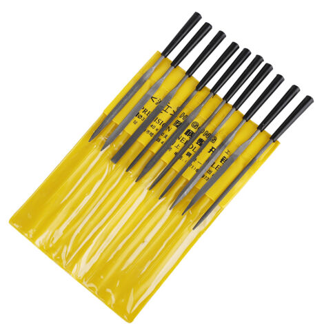 Gehrungfeilen-Set mit Kunststoffgriff, professionelles 10-teiliges Set, T12-Stahl, Ø 3 mm, zum Schnitzen, Polieren und für filigrane Formarbeiten (1/4)