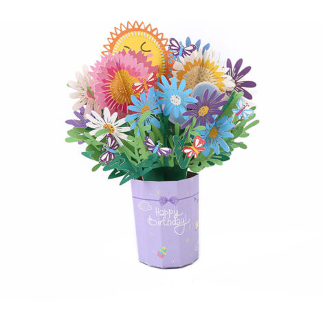 【Pop-Up-Karte】 Recycelbarer Papierblumenstrauß – Mehrfarbig, 21 x 28 cm (1/5)