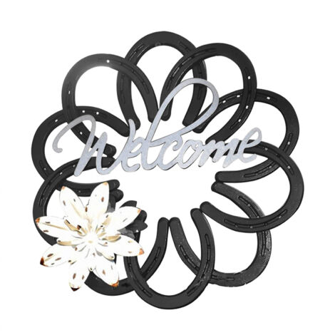 Dekoratives Hufeisen-Türschild [Eisen] [30 cm] [1 Stück] Traditionelles, rustikales Schmiedeeisen-Geschenk für Zuhause, handgefertigt (1/5)