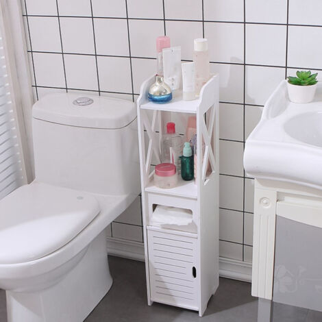 Schmale Aufbewahrungseinheit für kleine Räume - Integrierter Toilettenpapierhalter (7,09 x 7,87 x 31,50 Zoll, WPC) (1/5)