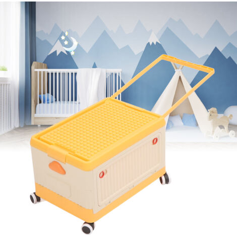 Spielzeugaufbewahrungsbox mit Rollen, Baustein-Organizer für Kinder, orangefarbenes PP, 42 x 29 x 28 cm, 6-teilig, faltbar (1/5)