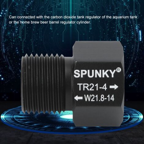 Schwarzer CO2-Zylinderadapter aus Aluminium, Innengewinde TR21x4 auf Außengewinde W21.8-14, mit Dichtung (1/5)
