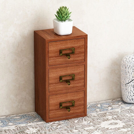 Vintage Schreibtisch-Aufbewahrungsbox aus Holz mit 3 Schubladen für Schmuck, Accessoires und Bürobedarf (1/5)