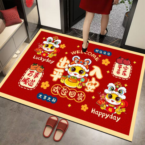 Rote Fußmatte, Neujahrs-Glücksbringer, Heim- und Hausparty-Teppich, 40 x 60 cm (1/5)