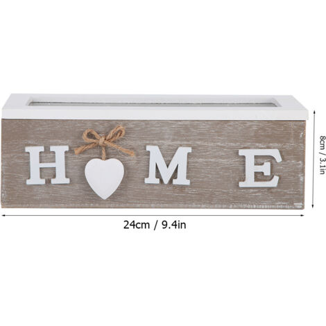 [Tee- und Schmuckaufbewahrungsbox] Schreibtisch-Aufbewahrungsbox (3 Fächer) – Naturholz mit Acrylfenster, große Größe 24 x 8 cm (1/5)