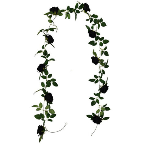 Künstliche Zierpflanze mit schwarzer Blüte und rosa Blättern, 28 Zweige, künstliche Kletterpflanze für den Innenbereich (1/5)