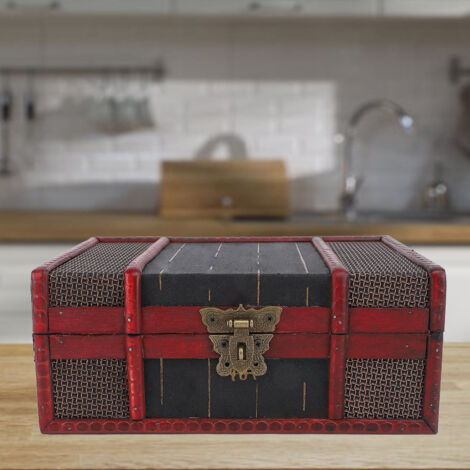 Vintage Aufbewahrungsbox – Dekoratives Etui für Schmuck, Armbänder, Anhänger und Ringe – Schatztruhe aus Massivholz – Maße: 23 x 16 x 9,5 cm (1/5)