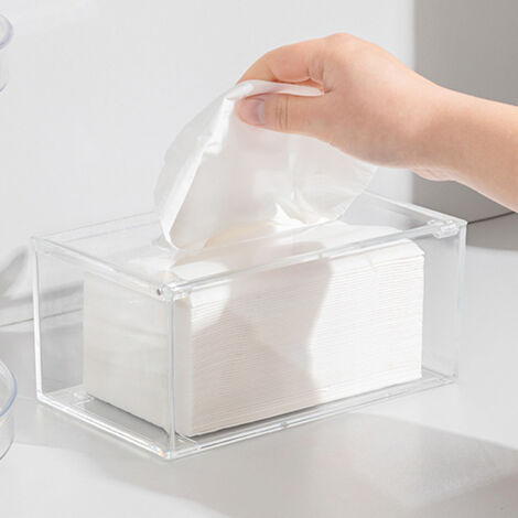 Aufbewahrungsbox für Textilien und Dekoartikel – Rechteckige, transparente Handtuchbox aus Acryl – Stilvoll und funktional für mehr Ordnung im Zuhause – Maße: 20 x 12 x 9 cm (1/5)