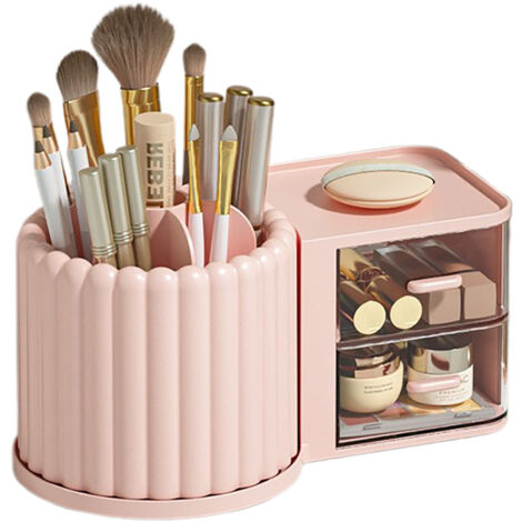 [Aufbewahrungsbox für Kosmetikartikel][AndoreRotating Pink] Drehbarer Ablageboden zur Aufbewahrung von Kosmetikartikeln: Pinsel, Lippenstift, Lidschatten und Puder (1/5)