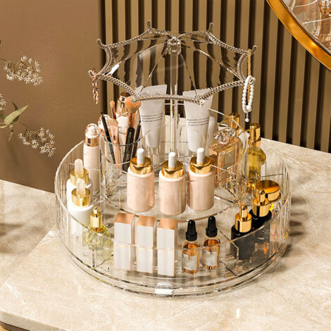 Mano Drehbarer Kosmetikorganizer – 360° drehbare Aufbewahrungsbox und Präsentationsbox, transparentes PET, vielseitig verwendbar für Schmuck, Make-up, Stifte (1/5)