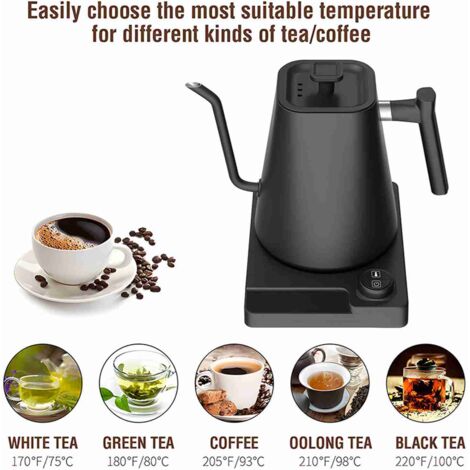 Elektrischer Wasserkocher (1200 W) mit 1-24-Stunden-Timer und präziser Temperaturregelung für Kaffee, Tee und den Haushalt – 1 l, Edelstahl, Schwarz (1/5)