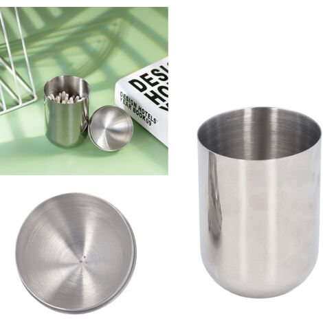 Elegante und wasserdichte Aufbewahrungsbox für Wattestäbchen – Wattestäbchenhalter aus Edelstahl 304 mit staubdichtem Deckel (14 cm) für die Aufbewahrung in Bad und Haushalt. (1/5)