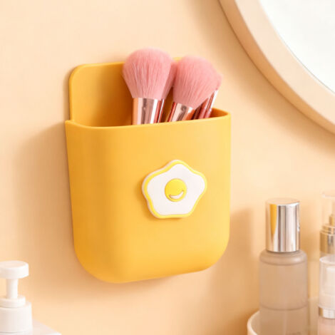 [Wandorganizer][Handyaufbewahrungsbox, Design: Gelbes Spiegelei, Integrierter Ladeanschluss, Wasserdichtes ABS-Material, Bohrfreie Montage, Abmessungen: 11 x 9 x 3,5 cm, Fassungsvermögen: 1 l] (1/5)
