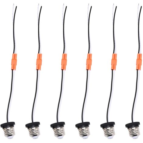 E26-Adapter mit 6 Anschlusskabeln – Anschluss für LED-Lampenfassungen, 36 cm, schwarz/weißes Kabel, feuerfest, 660 W (1/5)