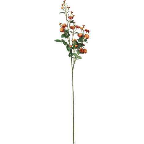 Künstliche Blumen, 3 Miniaturrosen mit langen Zweigen, braun-orangefarben, Vasendekoration, Heimdekoration, Hochzeit, Trockenblumen-Floristik (1/5)