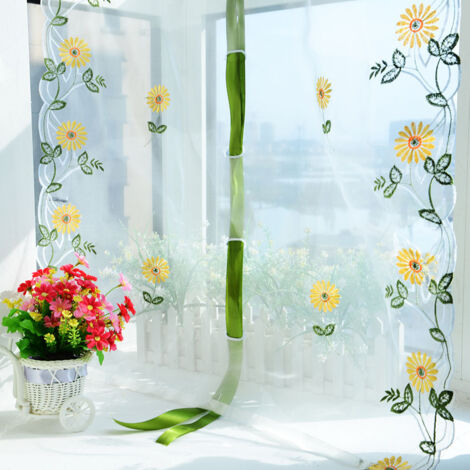 Chrysanthemen-Jacquard-Voile-Polyestergardine 80x100cm Gelber römischer Fenstervorhang Wohnzimmer (1/5)