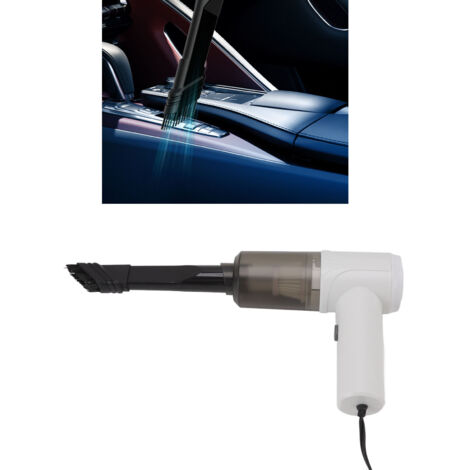 Multifunktionaler, tragbarer Autostaubsauger mit waschbarem Filter und 12-V-Aufblasset – Kompakt und vielseitig (weiß)