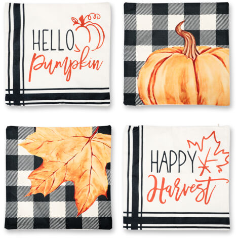 Dekorative Kissenbezüge für die Thanksgiving-Party – 4 Stück, 45 x 45 cm, Leinen – Kissenbezug-Set (1/5)