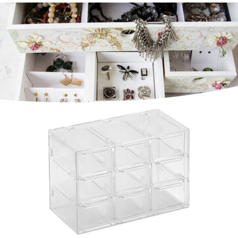 Transparente Aufbewahrungsbox aus ABS mit 9 Fächern für DIY-Schmuck, Kunst- und Bastelmaterialien, multifunktional (1/5)