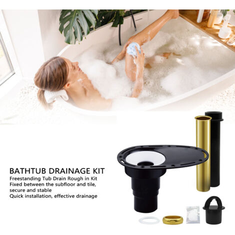 Ablaufset für freistehende Badewannen mit Kupfer- und ABS-Rohr, Grundplatte und Adapter [Modell: freistehende Badewanne] [Ablaufset]