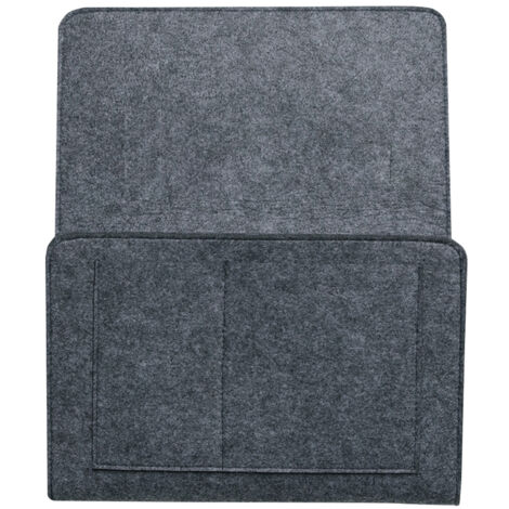 Bett- und Sofa-Organizer [Hängeaufbewahrung] Bettaufbewahrungstasche mit mehreren Fächern aus schwarzem und silbernem Filz (32 cm) für Handy, Tablet und Bücher (1/5)