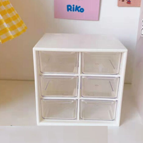 Transparenter Schreibtisch-Organizer mit 6 Fächern, multifunktionale Aufbewahrungsbox für Kosmetikartikel und kleine Gegenstände, Maße 12 x 9,7 x 11,8 cm, aus strapazierfähigem Kunststoff. (1/5)