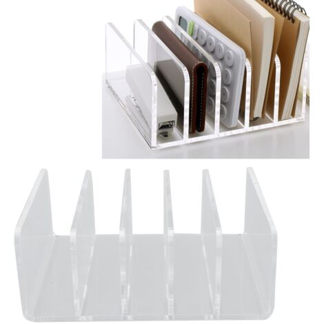 Transparenter Schreibtisch-Organizer aus Acryl, Dokumentenablage mit 5 Fächern, multifunktionales Fach für Briefe und Papiere, Material: Acryl, Maße: 16,2 x 15,6 x 6,6 cm