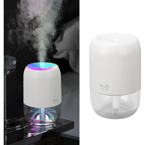 Aromatherapie-Diffusor – 200-ml-Ultraschall-Diffusor mit Luftbefeuchterfunktion und 7 farbigen LED-Leuchten für Zuhause, Büro und Auto (ABS, Weiß)
