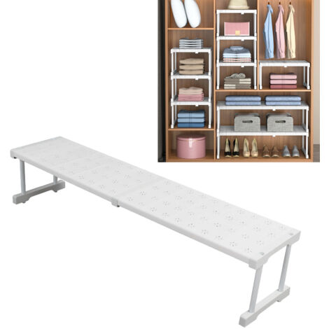 Verstellbares, ausziehbares Schrankregal, [Spannregal], ausziehbar von 87-108 cm, Tragkraft 55 kg, einfache Montage, generische Marke, Material: Carbon/Kunststoff, Abmessungen 24x22 cm, enthält 15 Tei