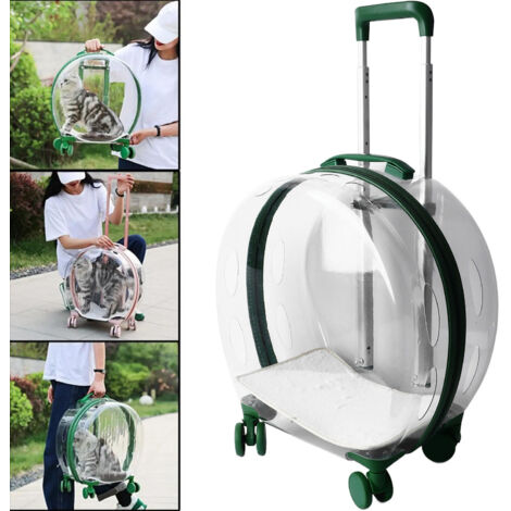 Stoßfester, transparenter Rollkoffer für Hunde und Katzen – Metall-PC-Gehäuse mit 360°-Lautlosen Rollen, Transportkoffer für Hunde und Katzen