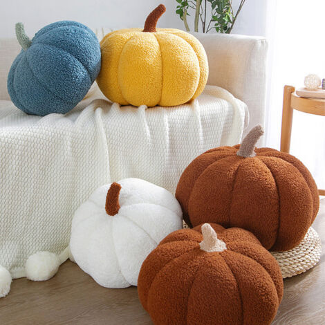 Dekoratives 3D-Kürbis-Plüschkissen für Herbst und Halloween, Gartenkissen, Plüschtier für die Festtagsdekoration, Wohnaccessoires, orangefarbener Bezug, 200 mm/280 mm/350 mm, Marke: PUMPKINPLUSH (1/5)