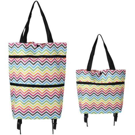 Einkaufstasche mit Rollen – Reisetasche – Große Tragetasche – Strapazierfähige Oxford-Tasche (38 x 44 cm) – Mehrfarbig/1 Stück