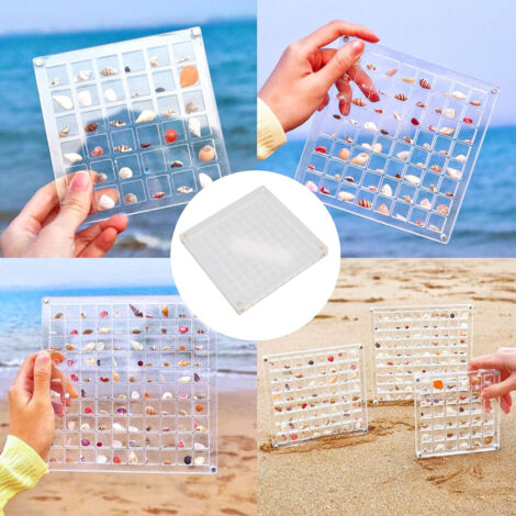 [Muschel-Sammelbox mit Magnetverschluss] – Transparente Acryl-Aufbewahrungsbox mit 100 Fächern für Muscheln, Steine, Schmuck und andere Kleinigkeiten (1/5)