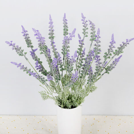Künstlicher Lavendelzweig, ländliches Design, simulierte Lavendelblüte für Zuhause, 5 Zweige [Künstlicher Lavendelzweig] [Kunststoff, Eisen] [113 g] (1/5)