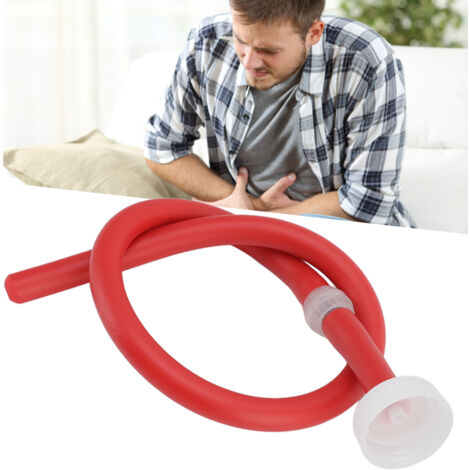 Flexibler Silikon-Einlaufschlauch [Klistierschlauch] + Analhygieneschlauch + Darmreinigungszubehör + Flaschenanschluss 50 cm Rot