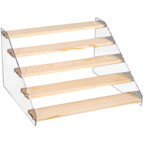 Mehrstöckige weiße Küchenorganisationsstruktur aus Holz mit transparenten Acrylplatten – 5 große Ausstellungsständer für Cupcakes, Kosmetikartikel und Sammlerstücke (1/5)