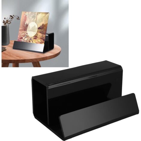 Schallplattenständer – Kompakter, stabilisierter Vinylständer aus schwarzem Acryl, 270 g, 15 x 9,5 x 7,3 cm. Dekorative Präsentationsfläche für Alben, Plattenspieler, Sammlungen und als stilvolles Ges