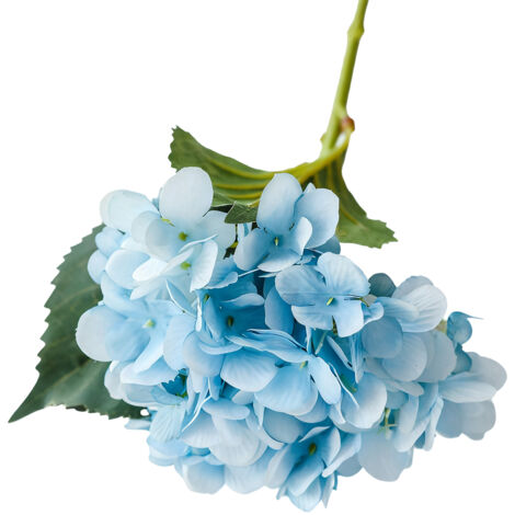 Künstliche Hortensienblüten, Seide und Kunststoff, dekorativ blau, für Zuhause und Hochzeiten, Einzelpackung (1/5)