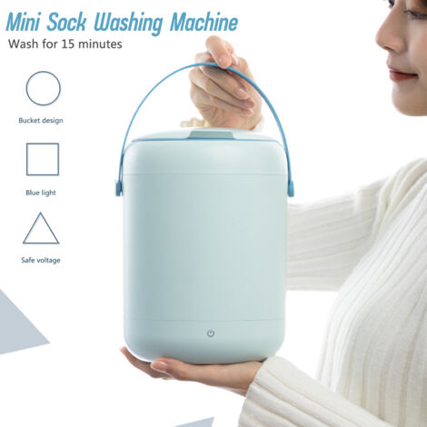 Mini-Sockenwaschmaschine, bidirektionales Waschen, blaues Licht, kleiner Eimer mit Griff, Haushaltskleidung, Unterwäsche, Unterscheidung (1/5)