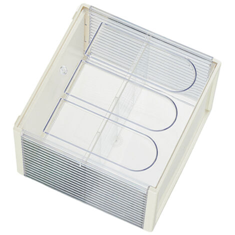 Becheraufbewahrungsbox, transparente Kunststoff-Becheraufbewahrungsbox, Schreibtisch-Organizer mit Klappdeckel – staubdicht, herausnehmbare Trennwand, milchweiße Farbe, kombinierbares Modell für kurze (1/5)