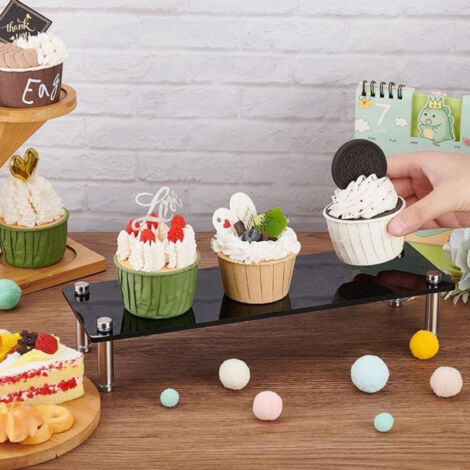 Multifunktionaler Cupcake-Ständer aus schwarzem Acryl, mehrstöckiger 360°-Präsentationsturm, robust und kompakt, für den Gebrauch zu Hause oder im Büro. (1/5)