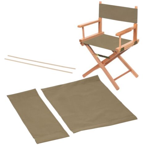 Khaki Oxford wasserdichter, rutschfester Regiestuhlbezug mit 2 Bambusstützen (40x55cm + 20x55cm)
