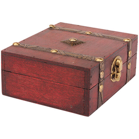 Kleine Vintage-Schmuckschatulle mit Metallschloss zur Aufbewahrung und zum Schutz von Halsketten und Schmucksets – Maße: 13 x 12 x 5,4 cm – Material: Verbundstoff mit Lederoptik – 1 Stück enthalten (1/5)