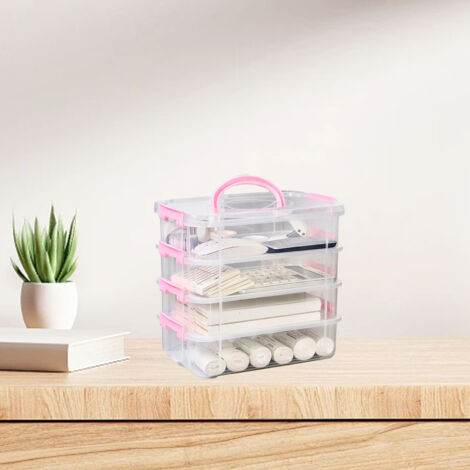 Aufbewahrungsbox für den Schreibtisch [Spielzeug-Organizer] Windelaufbewahrungsbox mit transparentem, mehrfarbigem Deckel (PP) (1/5)