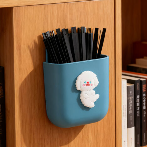 [Aufbewahrungsbox] [Dekorative Wand-Handybox mit Cartoon-Motiv] Wand-Aufbewahrungsbox mit Ladeanschluss – Cartoon-Design mit blauem Hund, robustes ABS – Sorgt für Ordnung auf Schreibtisch, Wohnzimmer  (1/5)